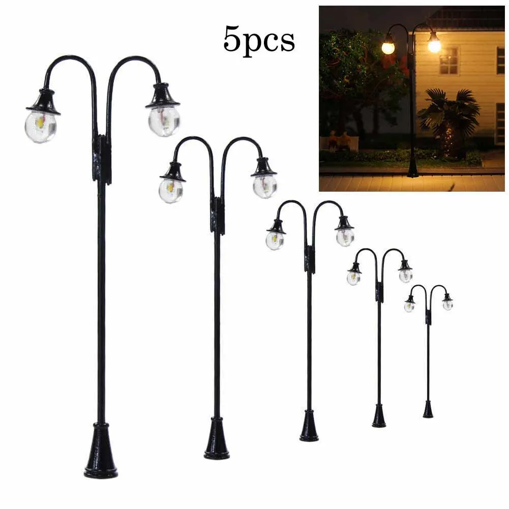 5 Pieces Of Garden Lights Park Lights 1:87 Lamps Lanterns Light Lamps Gauge 00 / H0 Model Building Decor
