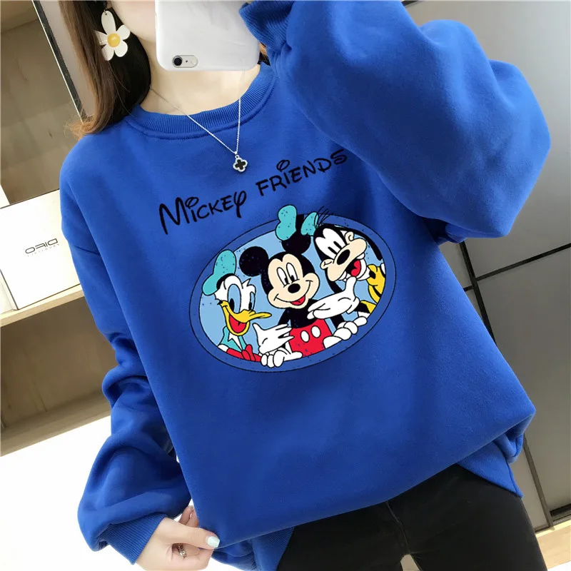 Print Mickey Friends Graphics Women Sweetshirts Winter and Autumn Crewneck Long Sleeve Thick Disney Donald Duck Poleron Mujer