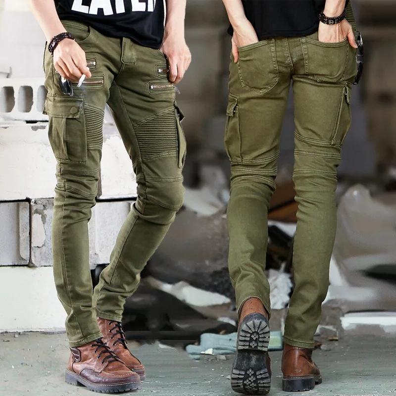 

Men's Jeans Cargo Zippers Pants Harajuku Handsome Mens Trousers Outdoor Sport Cycling Pantalones Off-Road Male Jean Dropshipping
