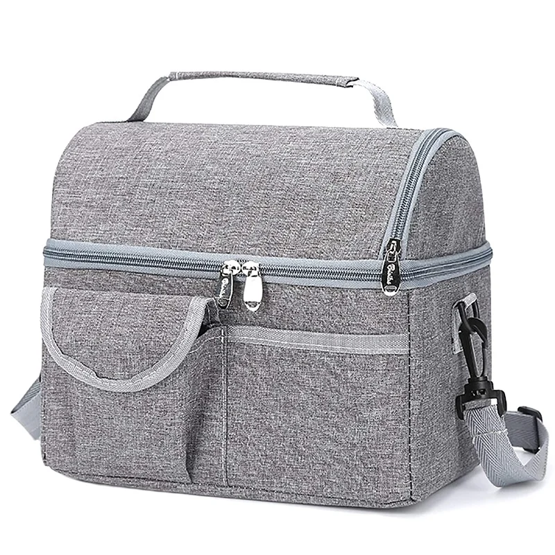 

Hot Kf-Large Picnic Cooler Bag Insulated Lunch Bag For Women Men Kids Picnic Bag, Adjustable Shoulder Strap, Double Layer