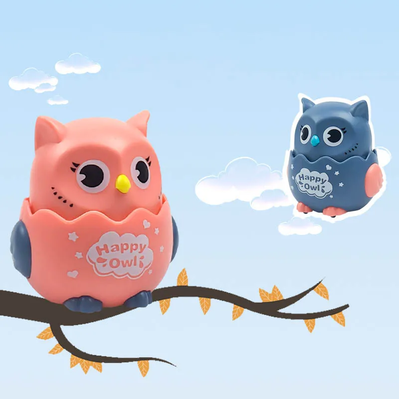 

1Pcs Press Back Force 4Colors Funny Mobile Educational Toy Baby Rattle Toys Kids Gift Rotatable Cartoon Owl Inertial Slide Toy