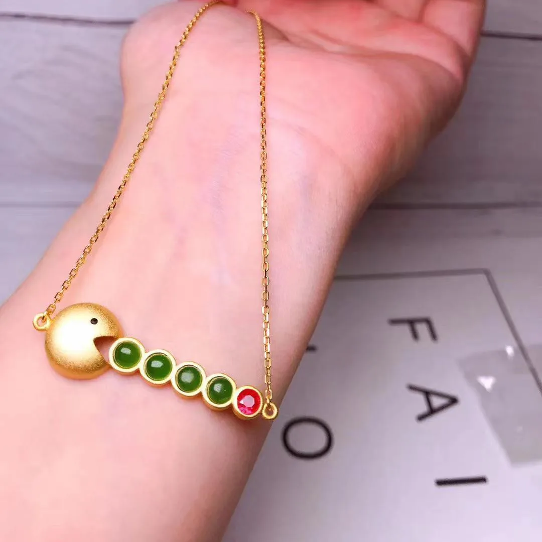 

925 sterling silver small fish natural jasper pendant necklace for women natural jade pendant clavicle chain Fine jewelry