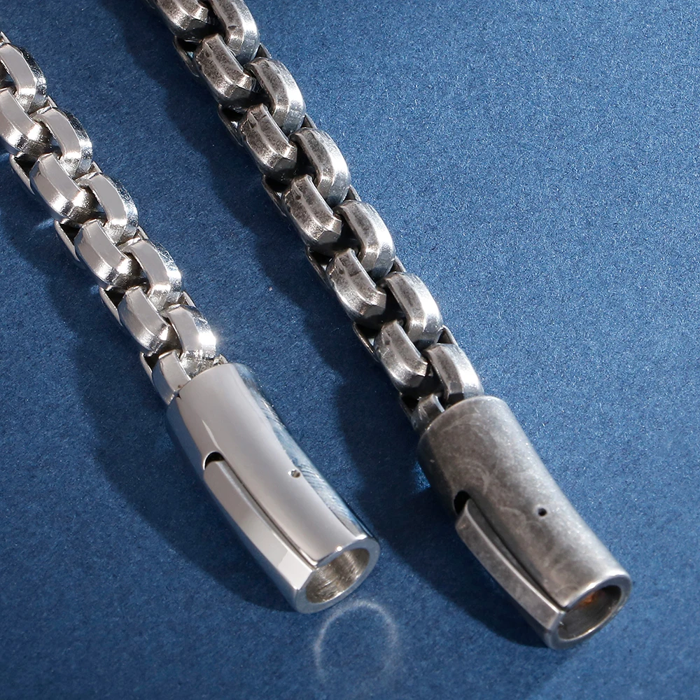 Винтажный черный мужской браслет из нержавеющей стали шириной 8 мм мужские