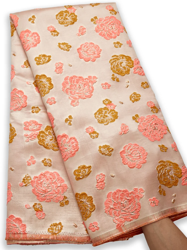 

French Jacquard Lace Fabric Fashionable African Gilding Lace Fabric Brocade Bridal Material For Nigerian Wedding Party Sew A2697