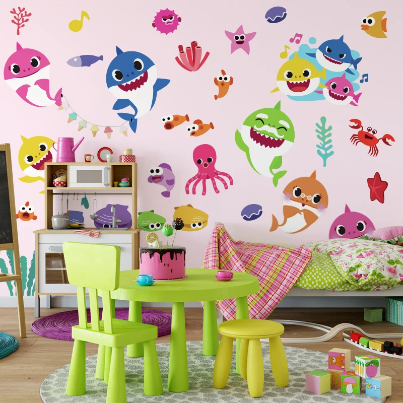 

Pink Blue Small Shark Skin and Stick Wall Decals Children Room Decoration Yellow Wall Stickers Bedroom Decoration Sticker Gift