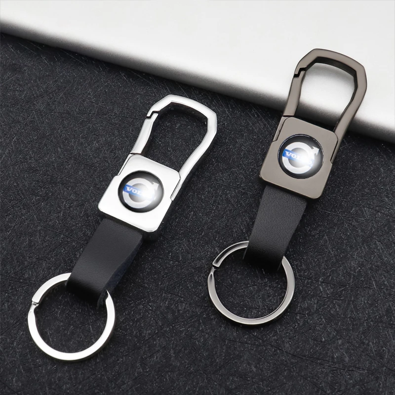 

Car keychain fashion creative leather metal logo keychain for XC90 C70 V50 V60 V70 V90 S60 Estate key ring