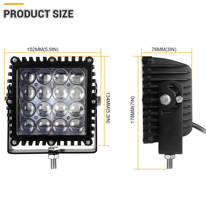 Новый 5-дюймовый квадратный светодиодный рабочий светильник прожекторный