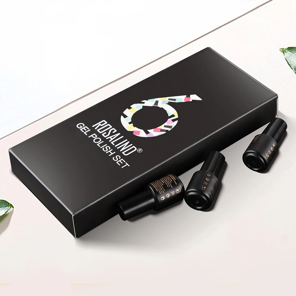 

ROSALIND 6pcs/Set Gel Nail Polish Pure Colors UV Nail Gel Polish Need Base Top Coat Soak off Nail Art Semi Permanent Manicure