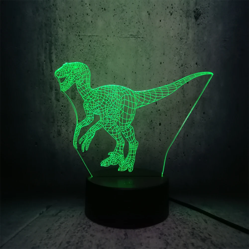 Динозавра в натуральную величину Велоцираптор хвост вверх 3D светодиодный