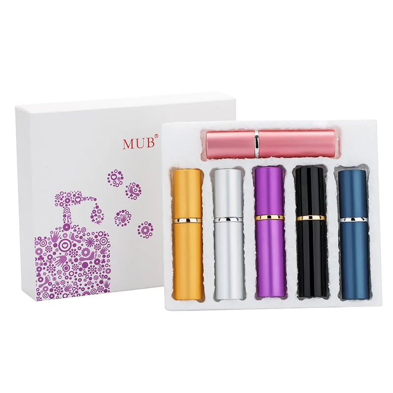 Random color MUB-6pcs многоразовый мини флакон-спрей для духов Алюминиевый распылитель портативный косметический контейнер для путешествий флакон духов с коробкой - Цвет: Random color