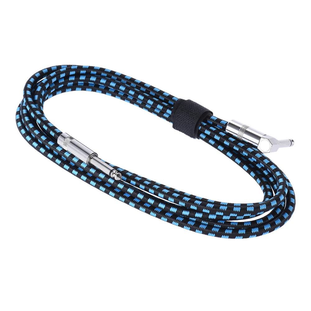 ammoon 3M / 10 Feet Instrument Guitar Cable Straight to Right Angle 1/4-Inch 6.35mm Plug with Blue Tweed Woven Jacket | Спорт и