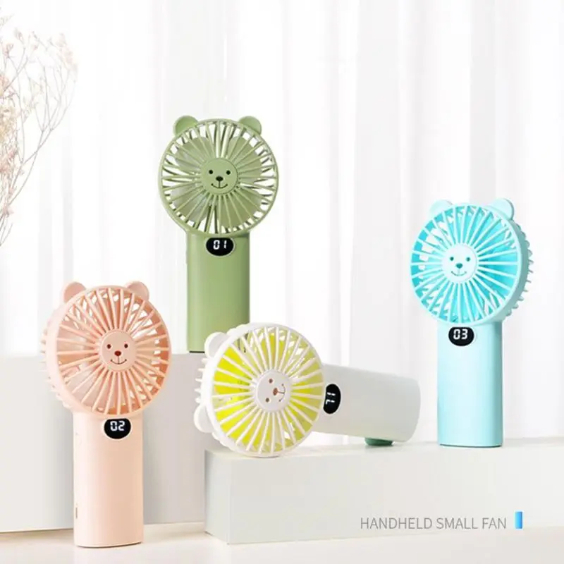 

2020 New USB Rechargeable 3 Speed Pocket Fan Hand Held Desk Fan with Gear Battery Capacity Display Air Cooling Personal Fan