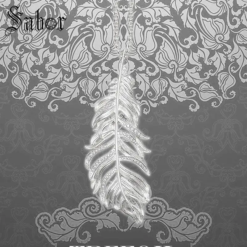 Ожерелье из цепочки с белыми перьями модные ювелирные изделия серебряного цвета