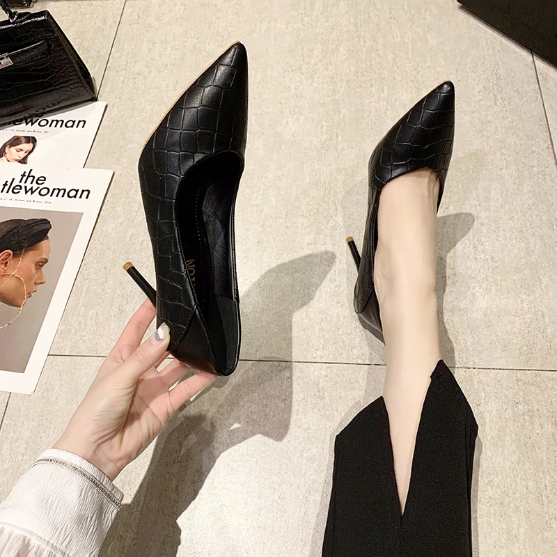 

Super High Heels Women Office Stiletto Heels Women Pointed Toe Pumps Women Concise Thin Heel Shoes Black Beige Mujer 2021