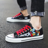 new high top canvas shoes women vulcanize shoes hand drawn doodle sneakers ladies flats casual breathable walking travel shoes