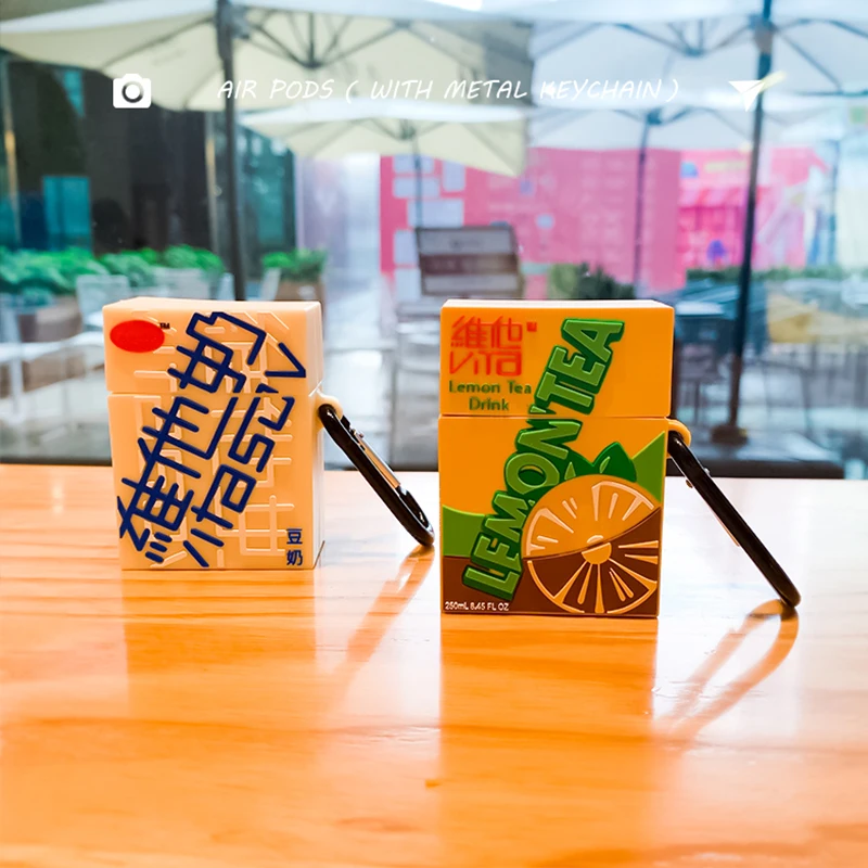 For Apple Airpods 2 1 Earphone Case Charging Funny Lemon Tea Drink Bag Cover Accessories | Электроника