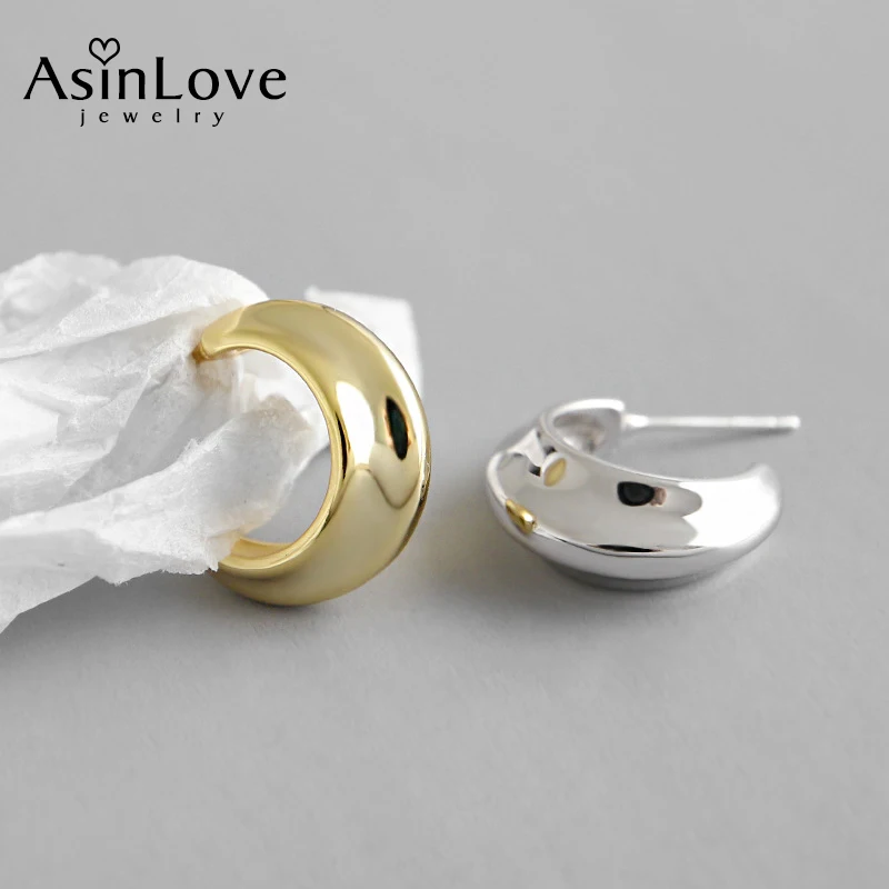 Женские гладкие серьги гвоздики AsinLove дизайнерские ручной работы из настоящего