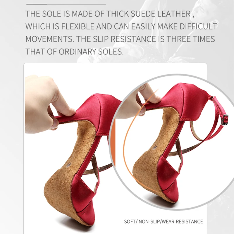 Женские туфли для бальных танцев на высоком каблуке красные танцевальные с