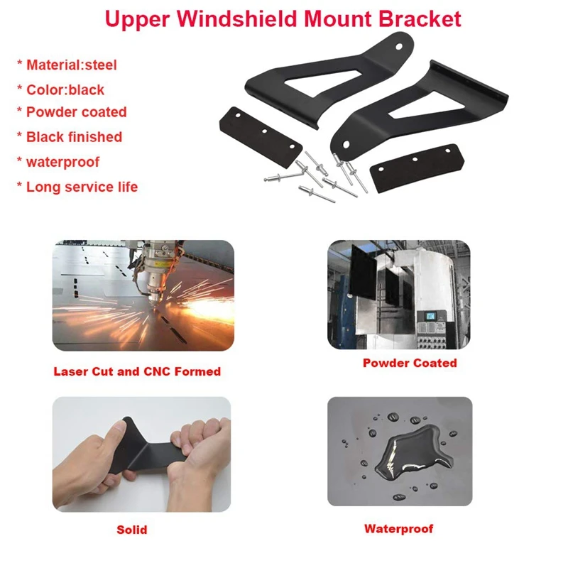 

Upper Windshield Roof 52Inch Curved LED Light Bar Mounting Brackets Kit for 2004-2014 Ford F-150