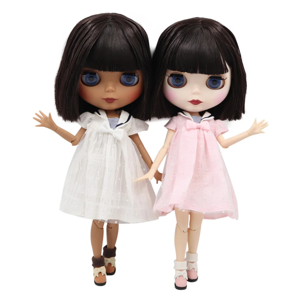 Ледяной DBS Blyth кукольные 1/6 bjd каштановые волосы с белым/темной кожи по