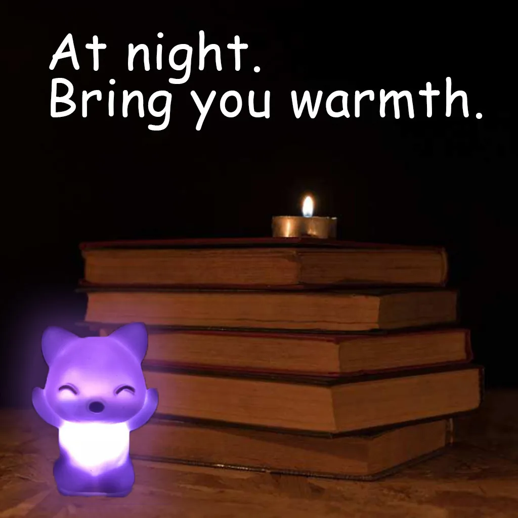 Красочные светодиодные ночные светильники в форме мультяшной лисы для детской