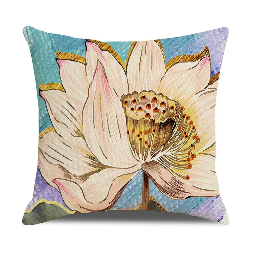 

Modern Flowers Pillowcase Sofa Cushion Case Waterproof Bed Pillow Cover Home Decor Car Cushion Cover Oil-proof Linen Pillow Case