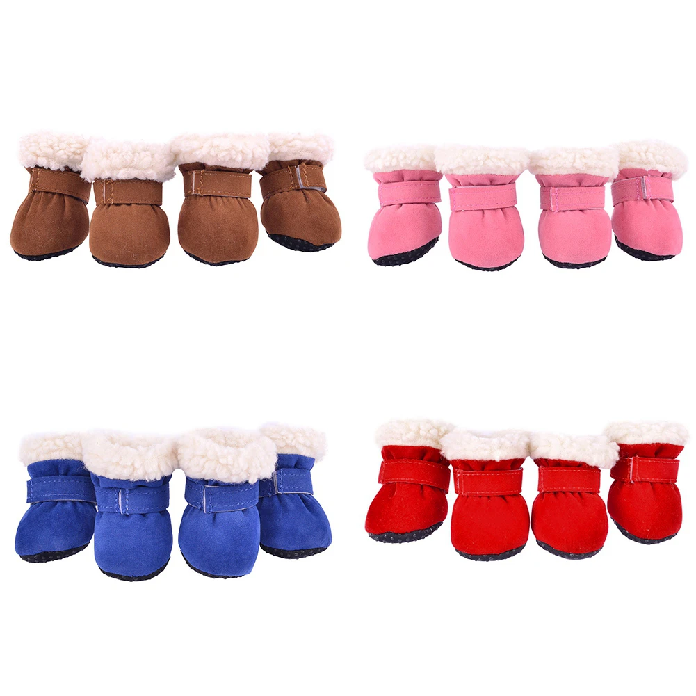 

Зимние очень теплые ботинки для собак и кошек 4 шт./компл. Нескользящие ботинки для собак кошек дождь для щенков зимние ботинки обувь для сре...