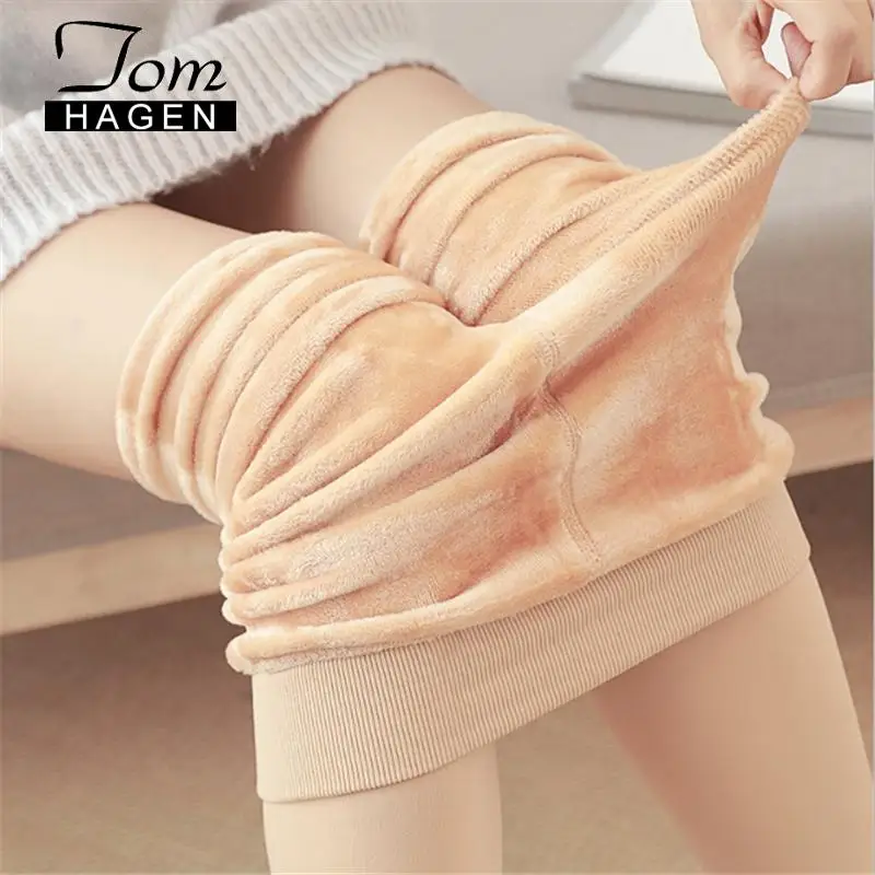 Женские зимние леггинсы модель 2020 года блестящие с завышенной талией плотные