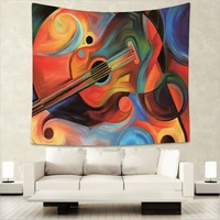 creative abstract musicial guitar indian tapestry hippie mandala wall hanging bohemian bedspread dorm decor wall carpet 51x60