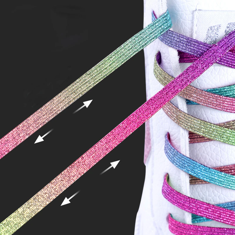 Fashion Bling Shoelaces for Sneakers Women Flat Colored Shoe Laces New No Ties Metal Locks Elastic Shoelaces for Kids