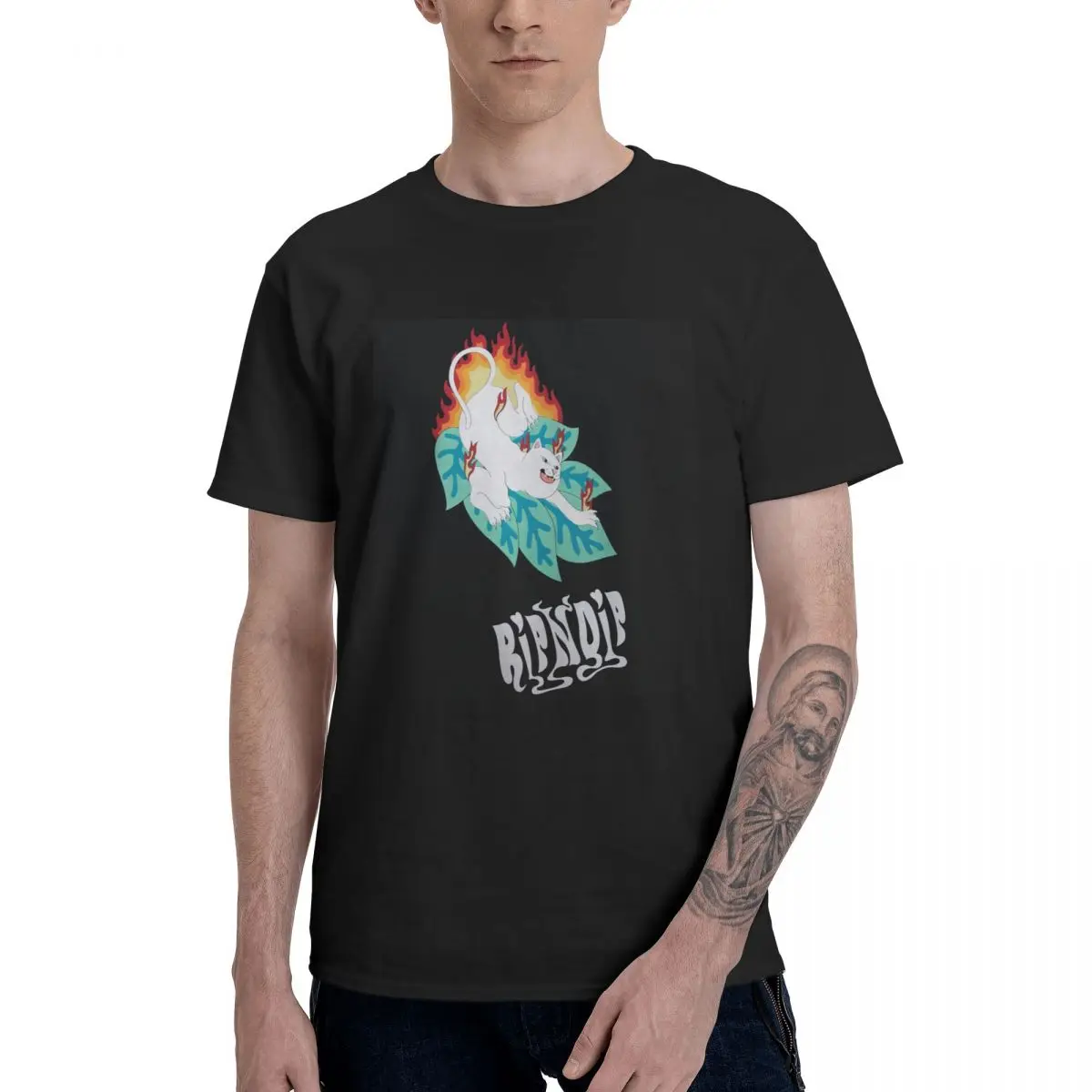 

Мужская футболка R.Ip N-DiP из полиэстера с коротким рукавом и круглым вырезом, мягкие удобные рубашки для повседневной носки