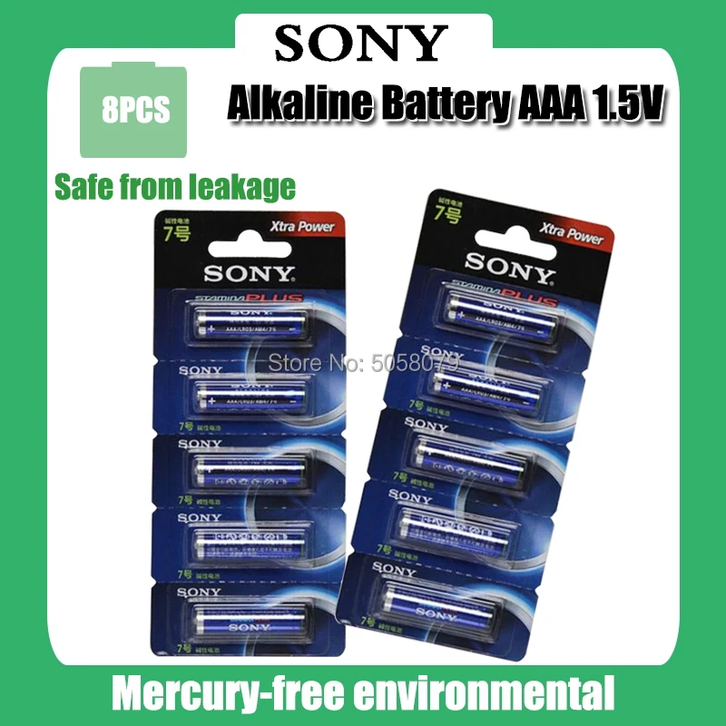 Оригинальная щелочная батарея Sony LR03 AM4 1 5 в AAA 8 шт. для электрического фонарика