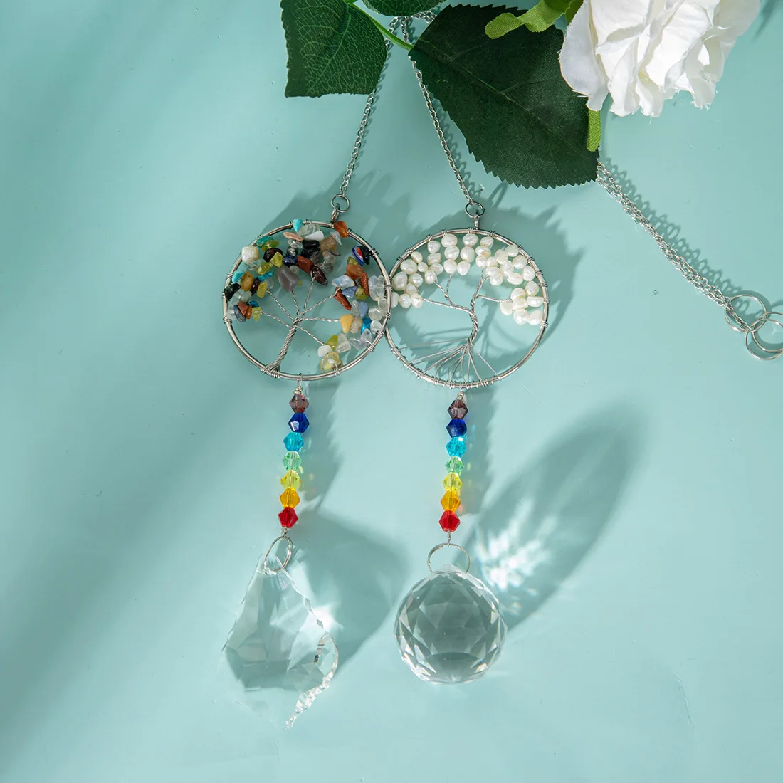 

Rainbow Angel Suncatcher Crystal Guardian Angel Chakra Sun Catchers Rear View Mirror Car Charm Home Wedding Decor (Purple)