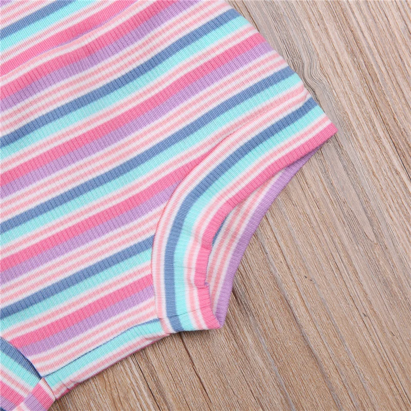 

2Pcs Summer Outfits Set Infant Toddler Baby Girl Stripes/Solid Color Lacing Shoulder Strap Tops Elastic Waist Short Pants 0-18M