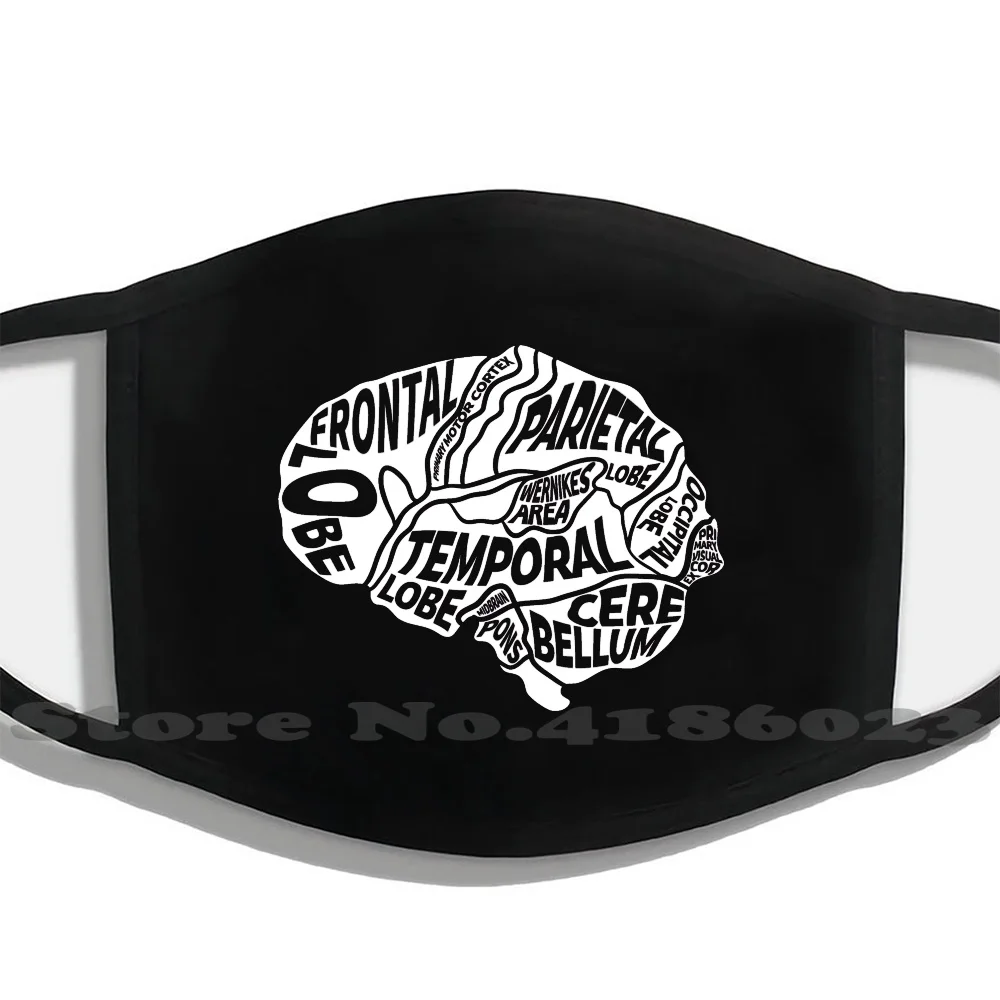 

Brain Typography Anatomy Neuroscience Nurse Shirt Fashion Trendy Filter Masks Face Mask Anatomical Anatomical Brain Anatomy