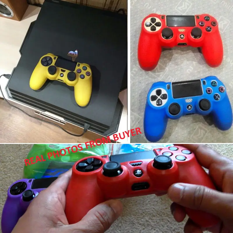 Мягкий гибкий силиконовый чехол, защитный чехол для Playstation 4 PS4 Pro Slim, светодиодный светильник, наклейка, 2 шт., ручка+ светодиодный чехол