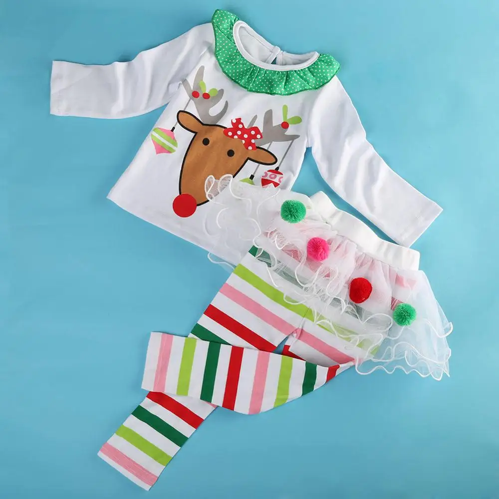 

Christmas Toddler Baby Kid Girl Clothing Set Children Xmas set Reindeer Tops Tutu Skirts dress Outfits Kid Costuems