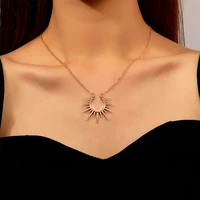 new exquisite sun flower pendant necklace stainless steel golden 18 k chain choker necklace for women luxury jewelry accessories