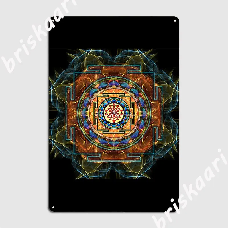 Шри-Янтра металлическая пластина с изображением священной геометрии, плакат, фреска, ретро стена пещеры, паб, жестяной знак.