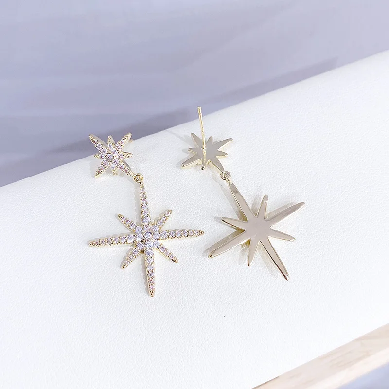 

Delicate 14K Gold Plated Elegant Star Stud Earrings For Women Luxury Zircon CZ Earrings Gift