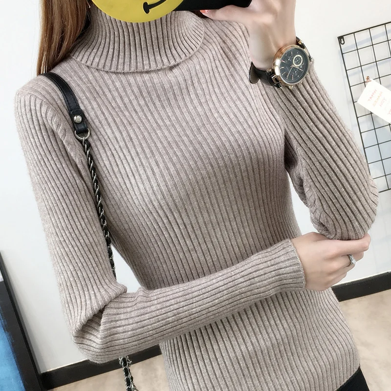 Свитер с высоким воротом женская одежда осенняя зимняя новая трикотажная куртка