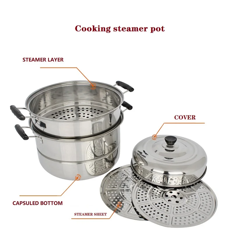 Домашняя Пароварка из нержавеющей стали 3-уровневая 28 см толщиной кухонная