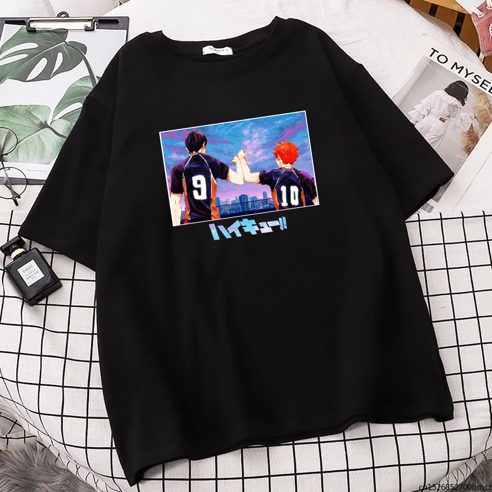 

2021 Summer Hinata Kageyama Printing Tshirt Street Sport Crewneck Loose Short Sleeves