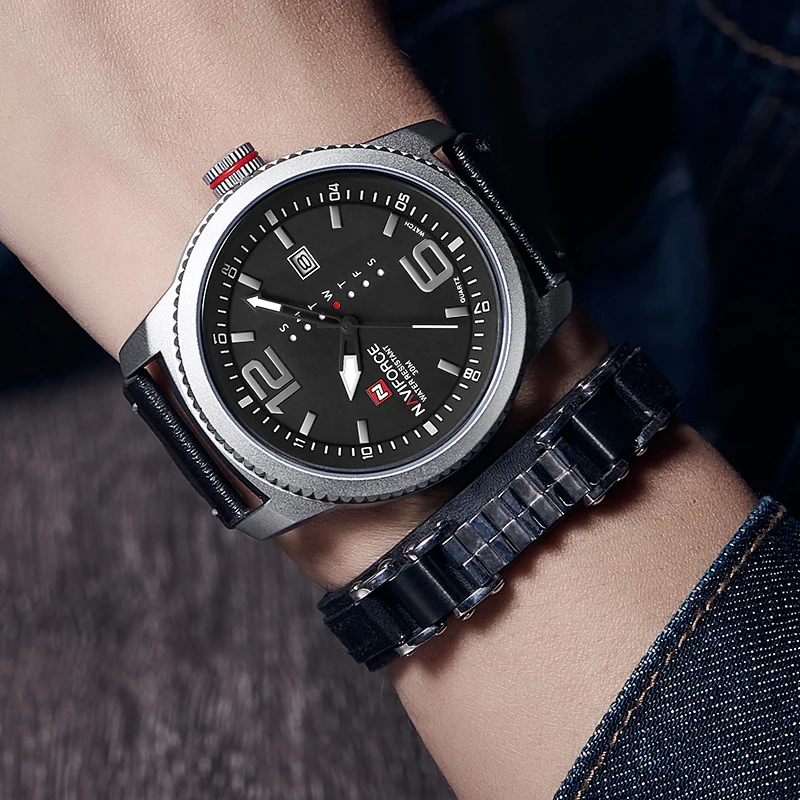 Часы наручные NAVIFORCE Мужские кварцевые брендовые модные водонепроницаемые с