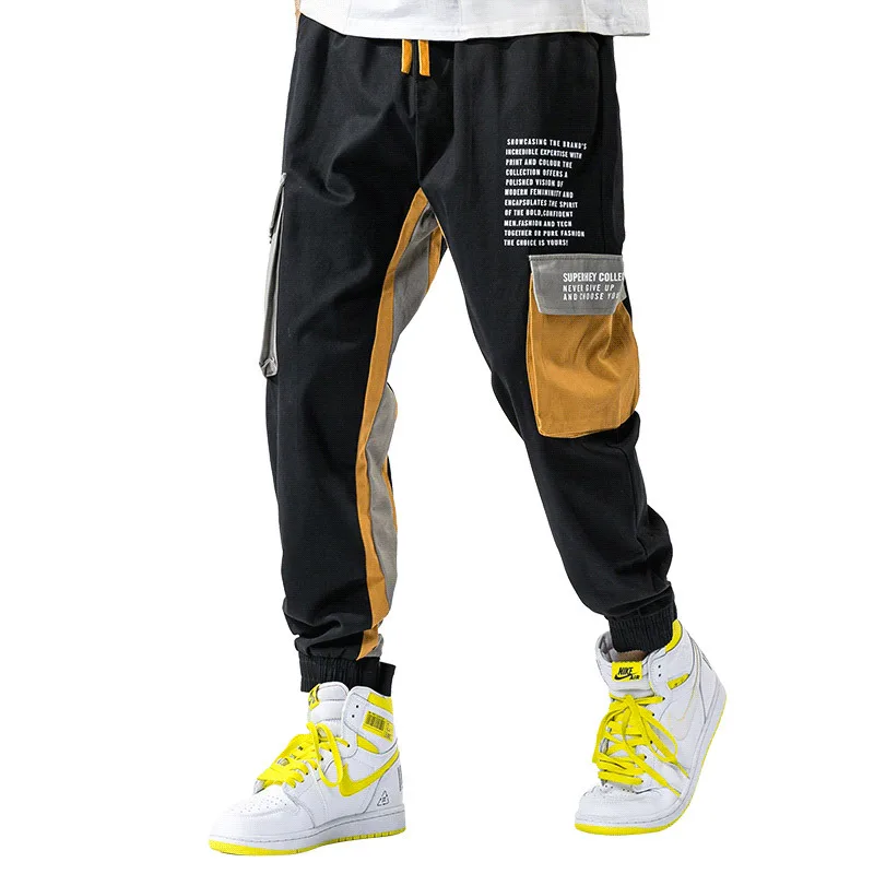 

2021 New Men Casual Loose Pants Fashion Cotton Multi-Pockets Male Ankle-length Cargo Pants Streetwear Hip Hop Joggers Sweatpants