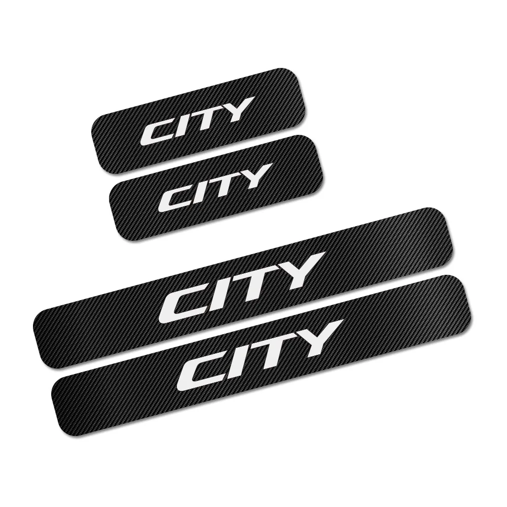 Для Honda City, 4 шт., автомобильная дверная пластина, защита от потертостей, дверь, шаг, украшение, наклейка, покрытие из углеродного волокна, наклейка, аксессуары для тюнинга автомобиля - Название цвета: City