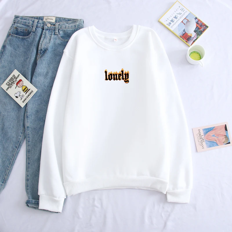 

Fleece Pullover Hoodies Unisex Lonely Frame Casual Sweatshirts For Autumn Hip Hop Harajuku Male Streetwear Clothing Tops