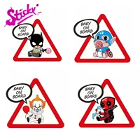 sticky cute little hero baby on board anime car stickers reflective decals waterproof pvc accessories bicycle motorcycle
