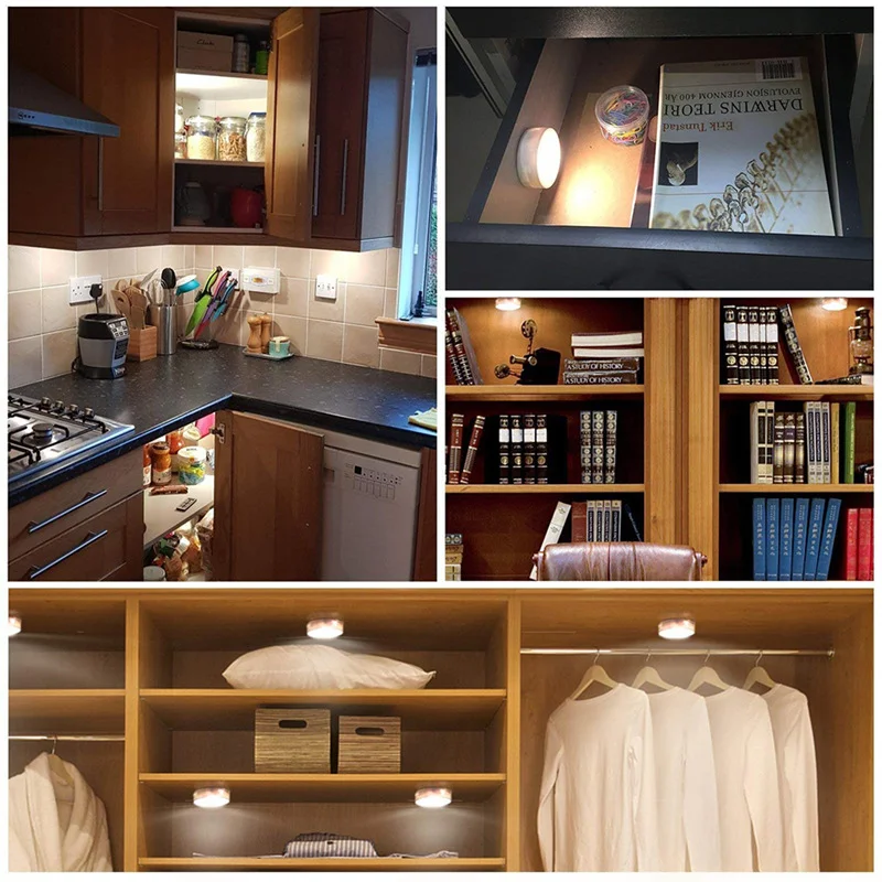 

LED 3W 12 Colors Wardrobe Light Adjustable Remote Control Push Button Showcase Lamp For Stairs Kitchen Bathroom Night Light