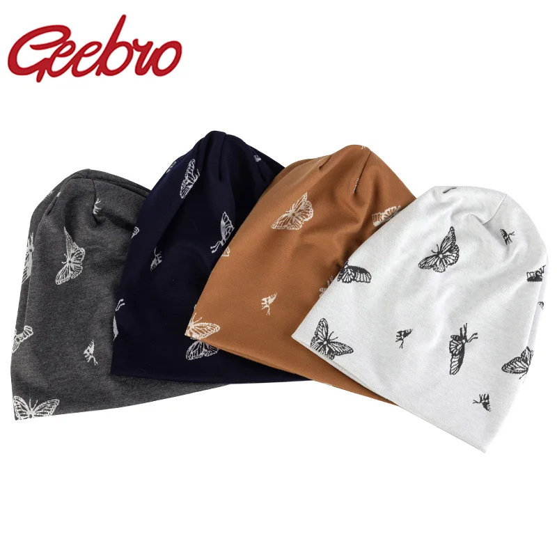 Geebro женские разноцветные модные хлопковые шапки бини с бабочками